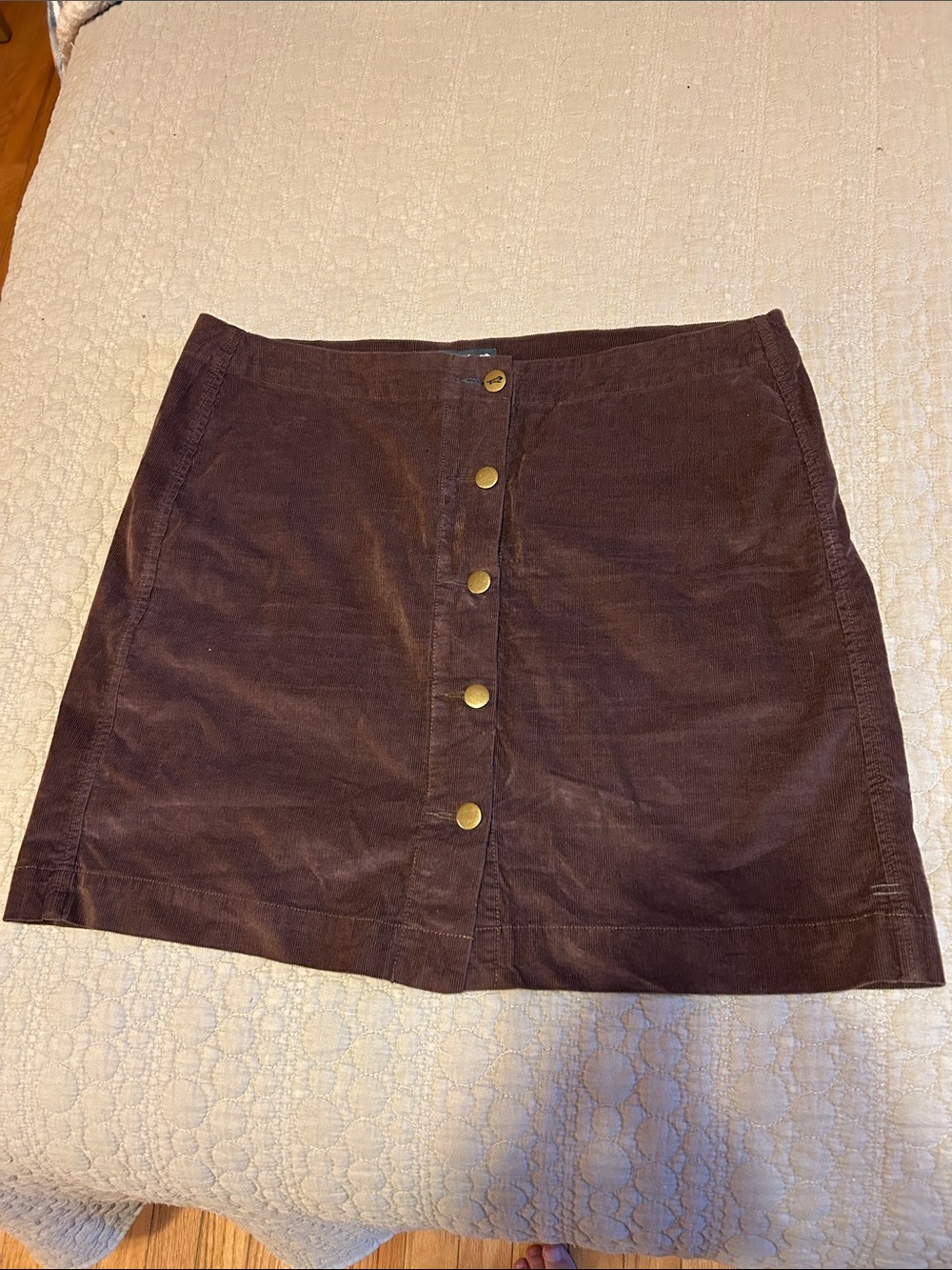 Toad&Co Dark Brown Button-Front Corduroy Mini Skirt